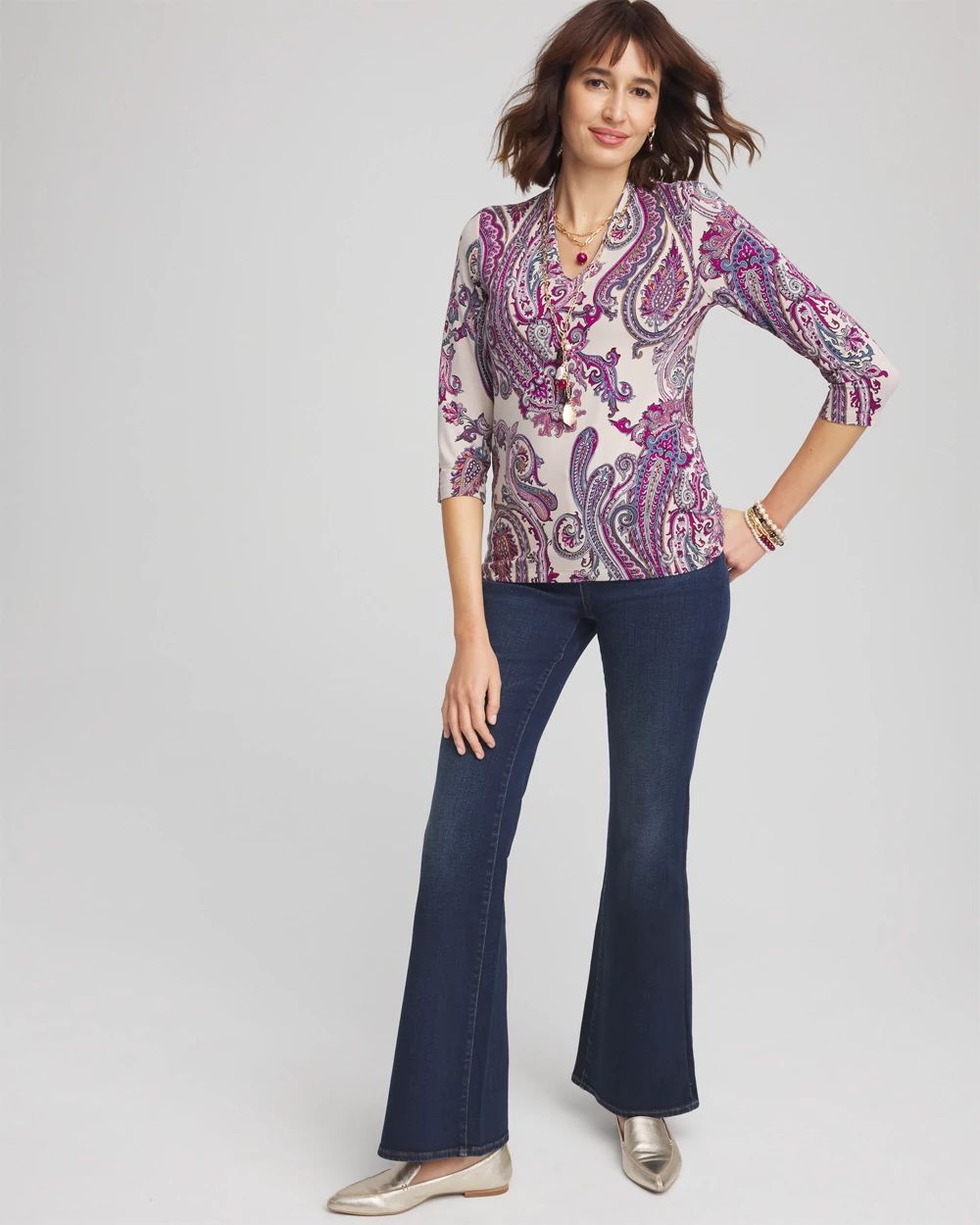Touch of Cool™ Paisley 3/4 Sleeve Tee | Chico's